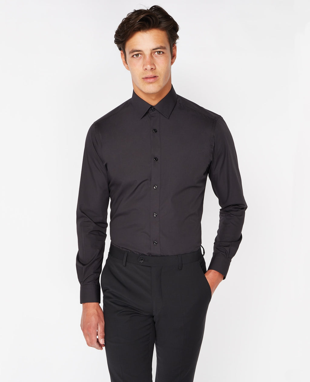 Remus Uomo ... Black Seville Long Sleeve Formal Shirt- Tapered fit (300/00)